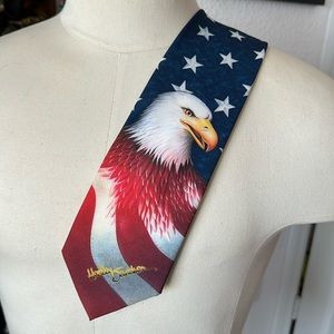 VINTAGE HARLEY DAVIDSON “EAGLES STARS & STRIPES” neck tie. 1996. EXCELLENT!